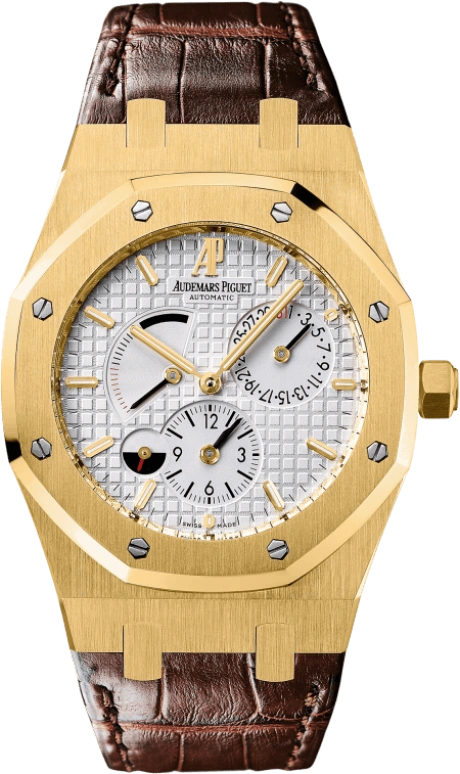 Audemars Piguet,Royal Oak 39mm,39mm,Yellow Gold,Silver,White,Silver White,Automatic,Day,Power Reserve Indicator,Dule Time,26120BA,26120BA.OO.D088CR.01