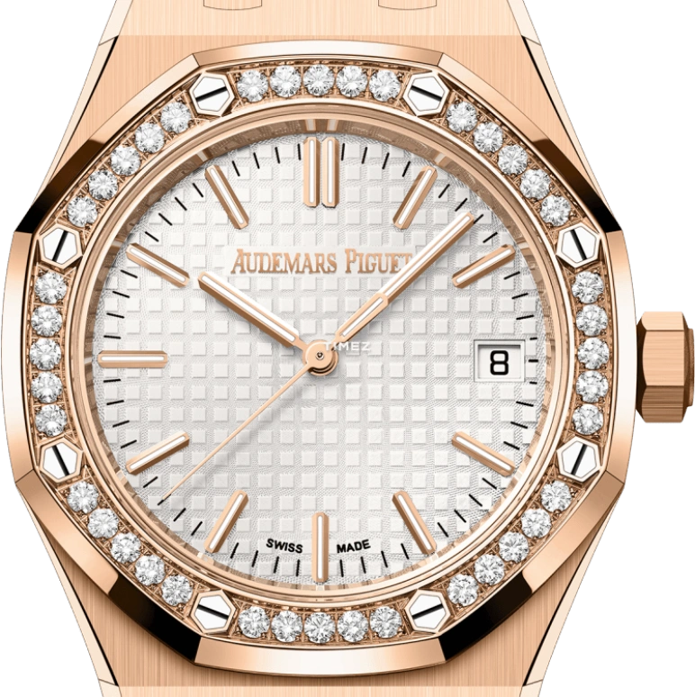 Audemars Piguet,Royal Oak 37mm,37mm,Rose Gold,Silver,White,Silver White,Automatic,Day,60hours,15551OR,15551OR.ZZ.1356OR.04