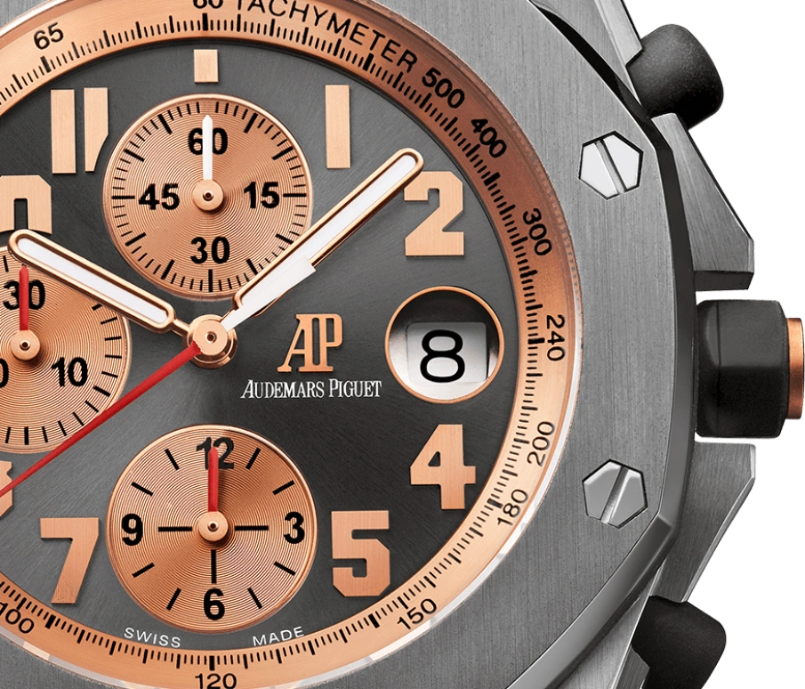 Audemars Piguet,Royal Oak Offshore 42mm,42mm,Titanium,Rose Gold,Grey,Automatic,Chronograph,Day,26179IR,26179IR.OO.A005CR.01