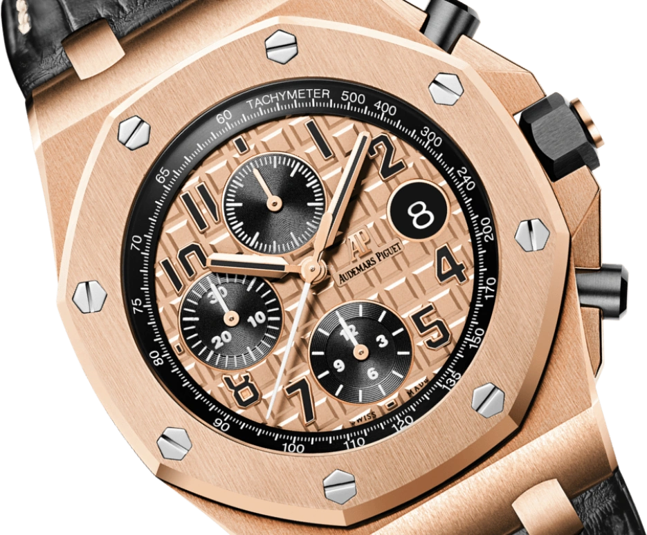 Audemars Piguet,Royal Oak Offshore 42mm,42mm,Pink Gold,Ceramic,Champagne,Automatic,Chronograph,Day,26470OR,26470OR.OO.A002CR.01