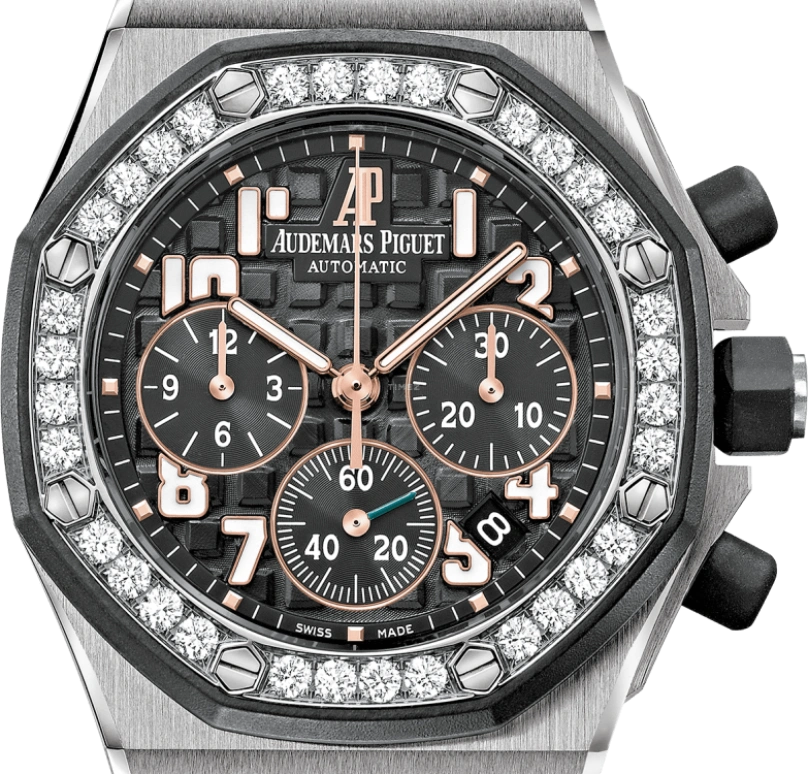Audemars Piguet,Royal Oak Offshore 37mm,37mm,Rubber,Stainless Steel,Black,Automatic,Chronograph,Day,26211SK,26211SK.ZZ.D002CA.01