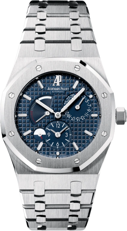 Audemars Piguet,Royal Oak 39mm,39mm,Stainless Steel,Blue,Automatic,Day,Power Reserve Indicator,Dule Time,26120ST,26120ST.OO.1220ST.02