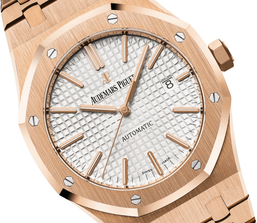 Audemars Piguet,Royal Oak 41mm,41mm,Pink Gold,Silver,White,Automatic,Day,60hours,15400OR,15400OR.OO.1220OR.02