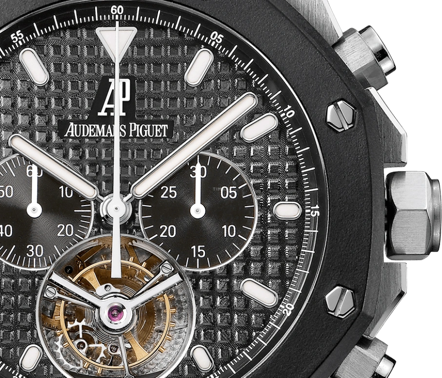 Audemars Piguet,Royal Oak 44mm,44mm,Ceramic,Stainless Steel,Black,Handwound,Chronograph,Tourbillon,26377SK,26377SK.OO.D002CA.01