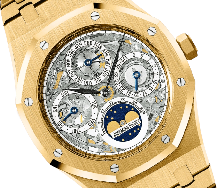 Audemars Piguet,Royal Oak 39mm,39mm,Yellow Gold,See-through,Automatic,Moonphase,Perpetual Calendar,Leap Year,Month,40hours,In-house Caliber,25829BA,25829BA.OO.0944BA.01