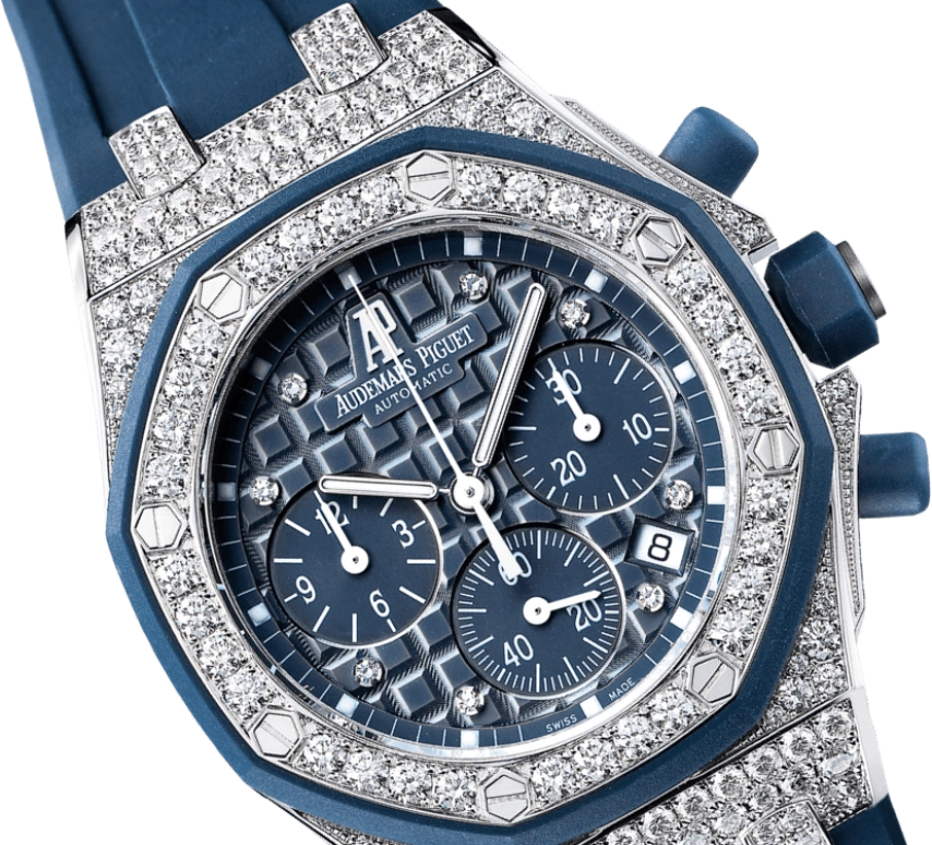 Audemars Piguet,Royal Oak Offshore 37mm,37mm,White Gold,Rubber,Blue,Automatic,Chronograph,Day,26092CK,26092CK.ZZ.D021CA.01