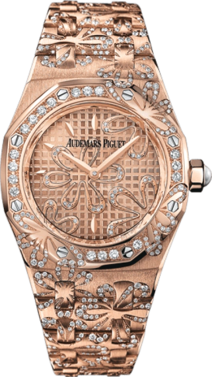 Audemars Piguet,Royal Oak 33mm,33mm,Pink Gold,Rose Gold,Quartz,In-house Caliber,Sapphire,67617OR,67617OR.ZZ.1235OR.01