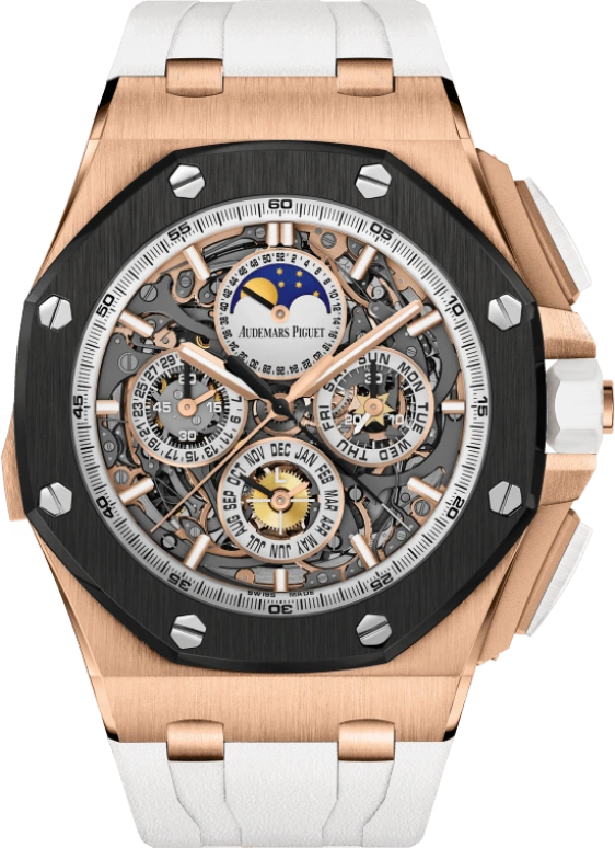 Audemars Piguet,Royal Oak Offshore 44mm,44mm,Pink Gold,Ceramic,Skeleton,Automatic,Chronograph,Moonphase,Perpetual Calendar,Month,45hours,In-house Caliber,26571RO,26571RO.OO.A010CA.01