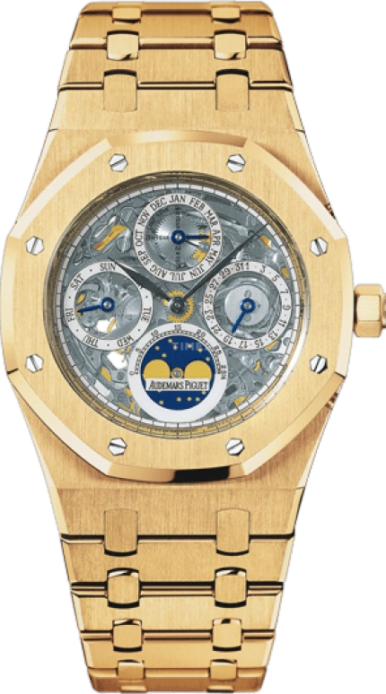 Audemars Piguet,Royal Oak 39mm,39mm,Yellow Gold,See-through,Automatic,Moonphase,Perpetual Calendar,Leap Year,Month,40hours,In-house Caliber,25829BA,25829BA.OO.0944BA.01