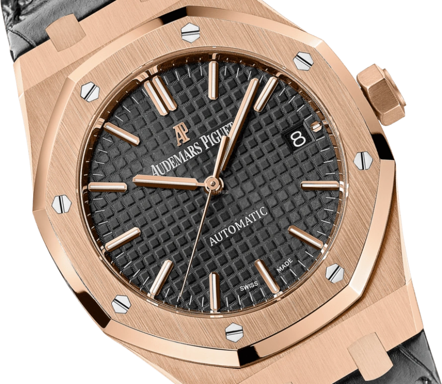 Audemars Piguet,Royal Oak 37mm,37mm,Pink Gold,Black,Automatic,Day,60hours,15450OR,15450OR.OO.D002CR.01