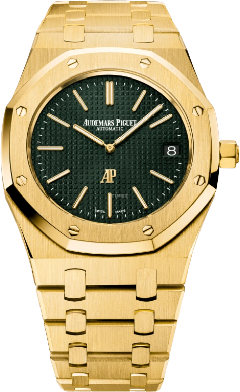 Audemars Piguet,Royal Oak 39mm,39mm,Yellow Gold,Green,Automatic,Day,40hours,15205BA,15205BA.OO.1240BA.01