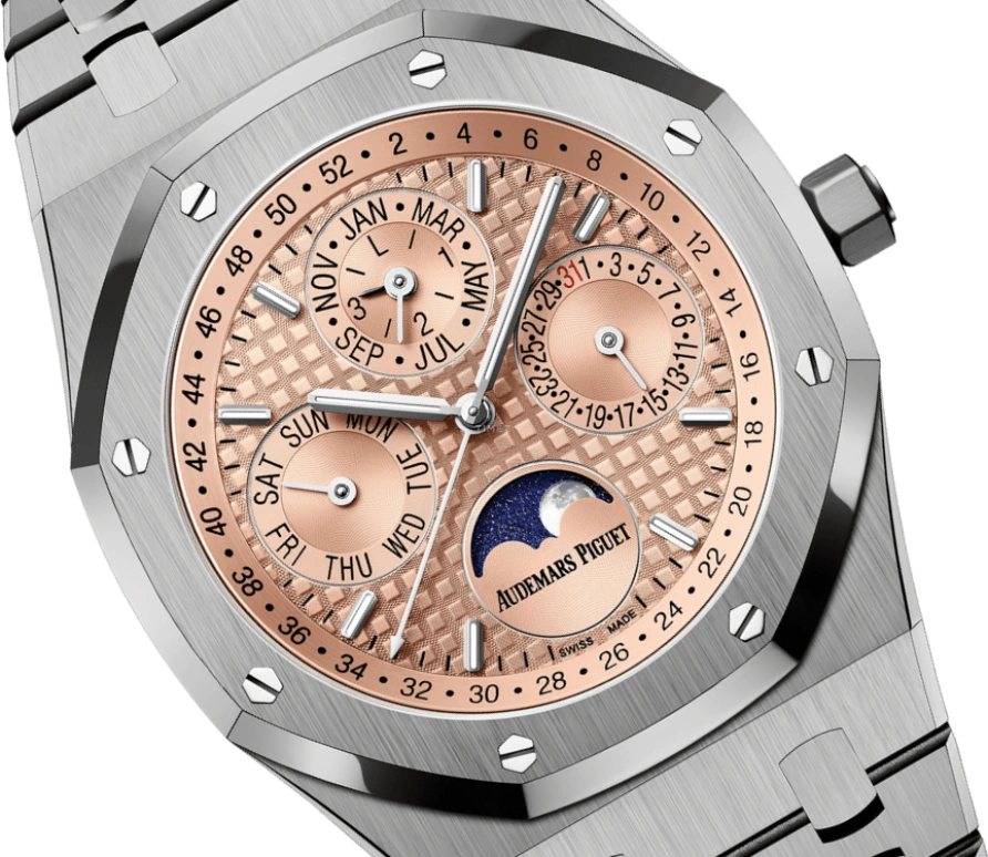 Audemars Piguet,Royal Oak 41mm,41mm,Titanium,Salmon,Automatic,Moonphase,Perpetual Calendar,Month,Date,40hours,In-house Caliber,26615TI,26615TI.OO.1220TI.01