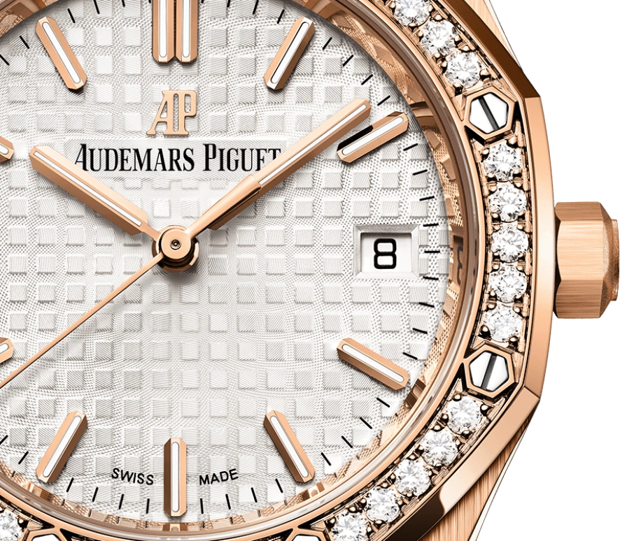 Audemars Piguet,Royal Oak 34mm,34mm,Red Gold,Silver,White,Automatic,Day,50hours,77351OR,77351OR.ZZ.1261OR.01