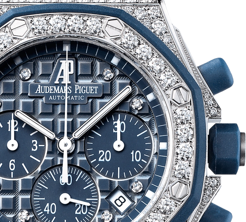 Audemars Piguet,Royal Oak Offshore 37mm,37mm,White Gold,Rubber,Blue,Automatic,Chronograph,Day,26092CK,26092CK.ZZ.D021CA.01