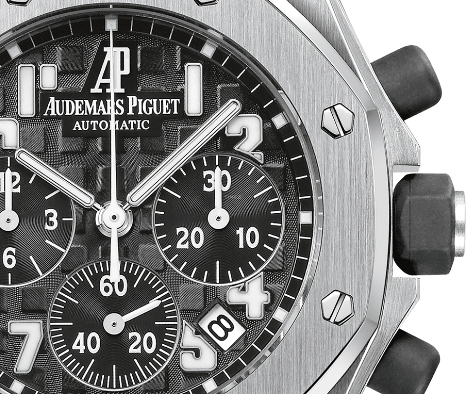 Audemars Piguet,Royal Oak Offshore 37mm,37mm,Rubber,Stainless Steel,Black,Automatic,Chronograph,Day,26283ST,26283ST.OO.D002CA.01