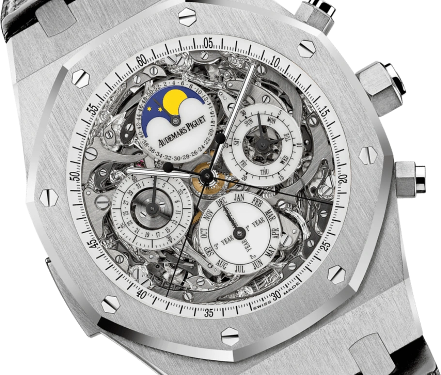 Audemars Piguet,Royal Oak 44mm,44mm,Titanium,Skeleton,Grey,Automatic,Chronograph,Moonphase,Perpetual Calendar,Month,45hours,In-house Caliber,26065IS,26065IS.OO.D002CR.01