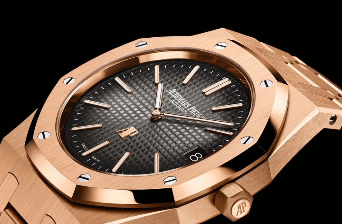 Audemars Piguet,Royal Oak 39mm,39mm,Pink Gold,Grey,Automatic,Day,55hours,16202OR,16202OR.OO.1240OR.01 50th