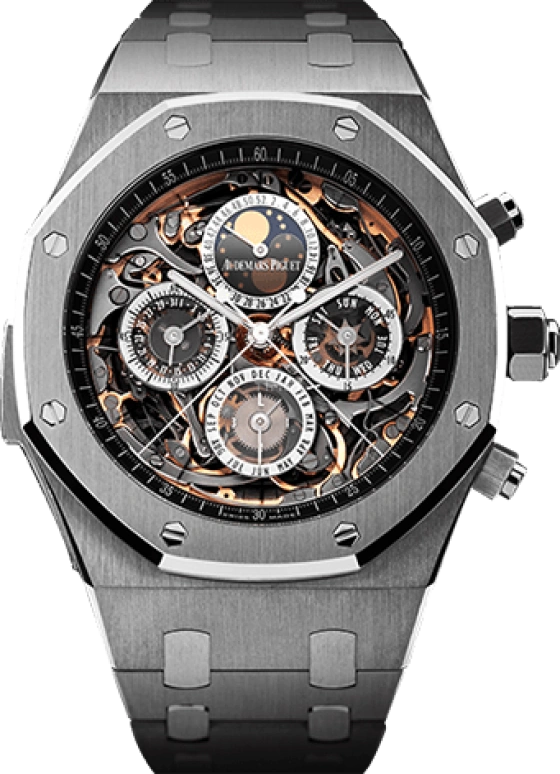 Audemars Piguet,Royal Oak 44mm,44mm,Titanium,Skeleton,Automatic,Chronograph,Moonphase,Perpetual Calendar,Month,45hours,In-house Caliber,26065IS,26065IS.OO.1105IS.01