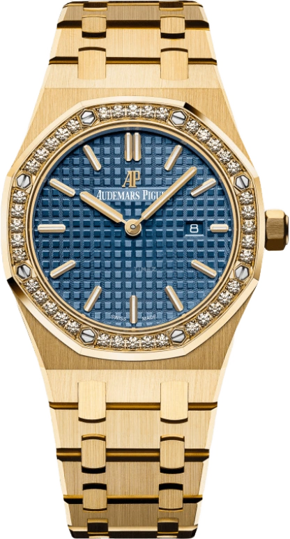 Audemars Piguet,Royal Oak 33mm,33mm,Yellow Gold,Blue,Quartz,Day,In-house Caliber,67651BA,67651BA.ZZ.1261BA.02