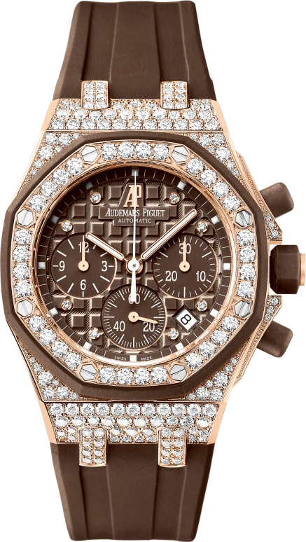 Audemars Piguet,Royal Oak Offshore 37mm,37mm,Pink Gold,Rubber,Brown,Rose,Automatic,Chronograph,Day,26092OK,26092OK.ZZ.D080CA.01