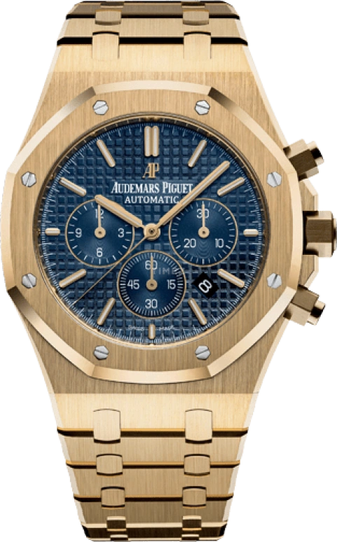 Audemars Piguet,Royal Oak 41mm,41mm,Yellow Gold,Blue,Automatic,Chronograph,Day,26320BA,26320BA.OO.1220BA.02