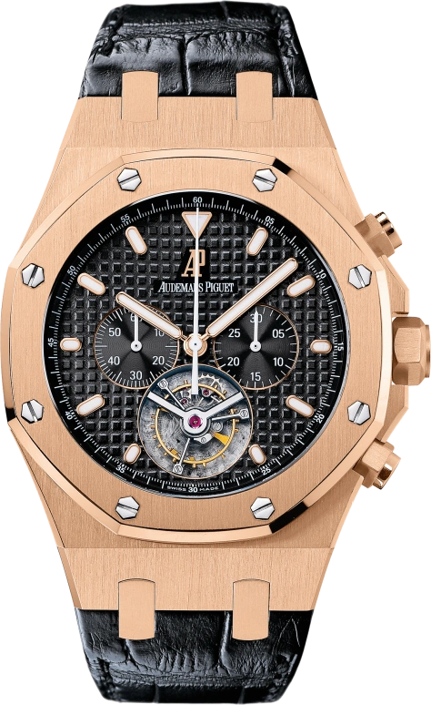 Audemars Piguet,Royal Oak 44mm,44mm,Pink Gold,Black,Handwound,Chronograph,Tourbillon,25977OR,25977OR.OO.D002CR.01