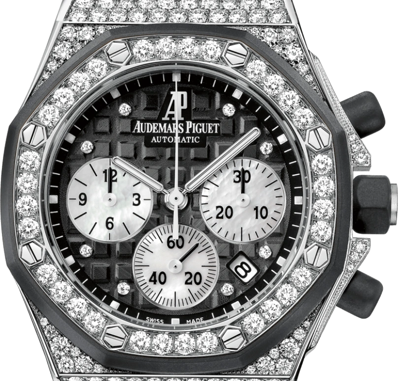 Audemars Piguet,Royal Oak Offshore 37mm,37mm,White Gold,Rubber,Black,Automatic,Chronograph,Day,26092CK,26092CK.ZZ.D002CA.01