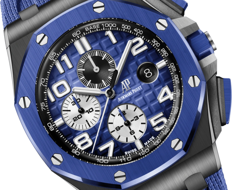 Audemars Piguet,Royal Oak Offshore 44mm,44mm,Titanium,Ceramic,Blue,Automatic,Chronograph,Day,26405CE,26405CE.OO.A030CA.01