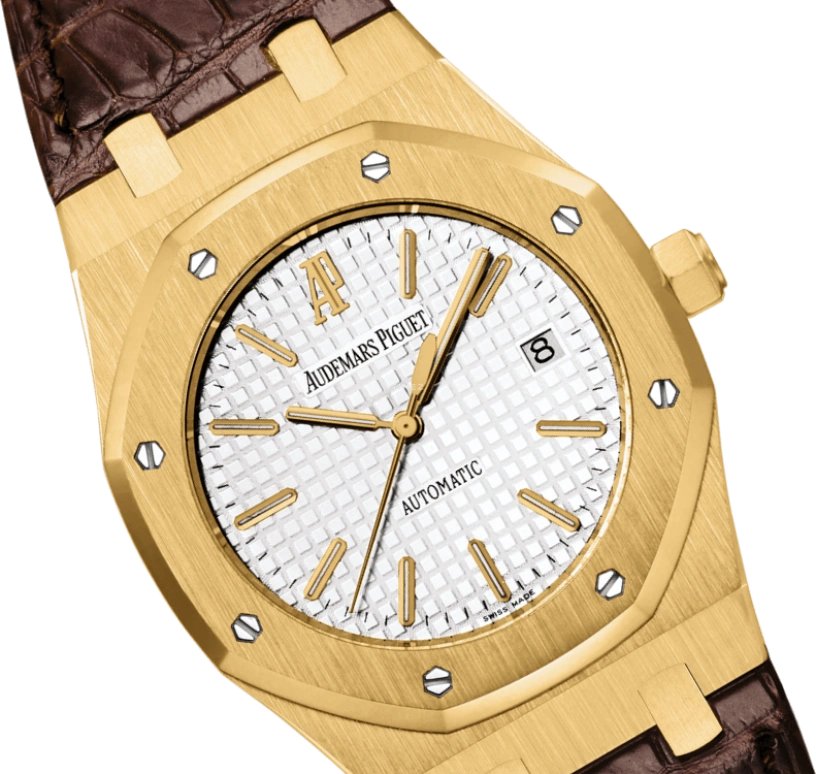 Audemars Piguet,Royal Oak 39mm,39mm,Yellow Gold,Silver,White,Automatic,60hours,In-house Caliber,15300BA,15300BA.OO.D088CR.01