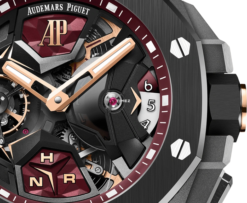 Audemars Piguet,Royal Oak Concept 44mm,44mm,Titanium,Grey,Skeleton,Red,Handwound,Dule Time,Tourbillon,Function Selector,26589IO,26589IO.OO.D500CA.01