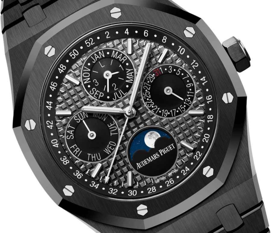 Audemars Piguet,Royal Oak 41mm,41mm,Titanium,Ceramic,Grey,Automatic,Moonphase,Perpetual Calendar,Annual Calendar,Month,40hours,In-house Caliber,26579CE,26579CE.OO.1225CE.01