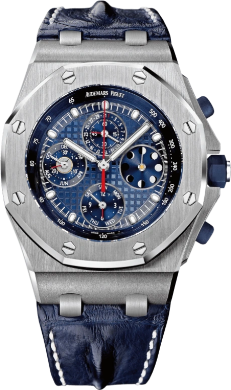 Audemars Piguet,Royal Oak Offshore 42mm,42mm,Platinum,Blue,Automatic,Chronograph,Moonphase,Perpetual Calendar,Leap Year,38hours,In-house Caliber,26209PT,26209PT.OO.D305CR.01