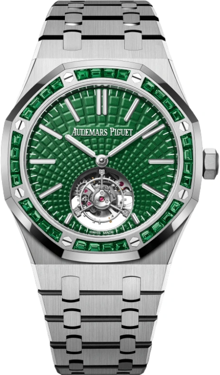 Audemars Piguet,Royal Oak 41mm,41mm,Titanium,White Gold,Green,Automatic,Tourbillon,65hours,26532IC,26532IC.EE.1220TI.01