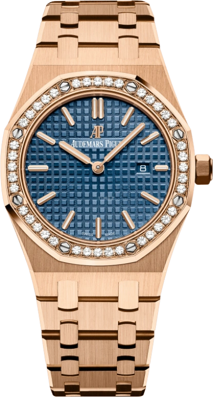 Audemars Piguet,Royal Oak 33mm,33mm,Pink Gold,Blue,Quartz,Day,In-house Caliber,67651OR,67651OR.ZZ.1261OR.02