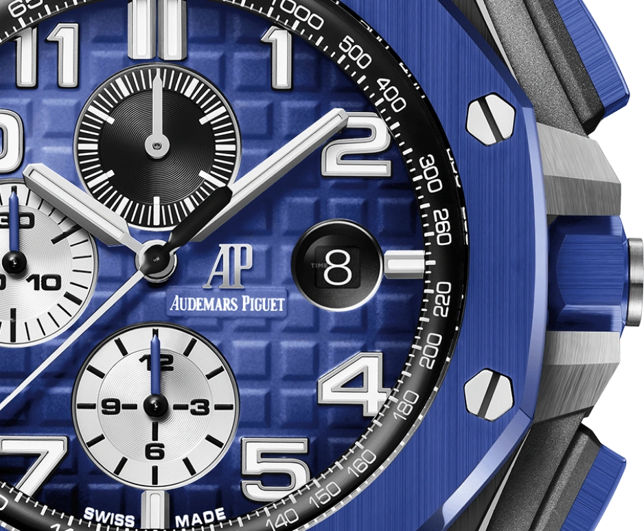 Audemars Piguet,Royal Oak Offshore 44mm,44mm,Titanium,Ceramic,Blue,Automatic,Chronograph,Day,26405CE,26405CE.OO.A030CA.01