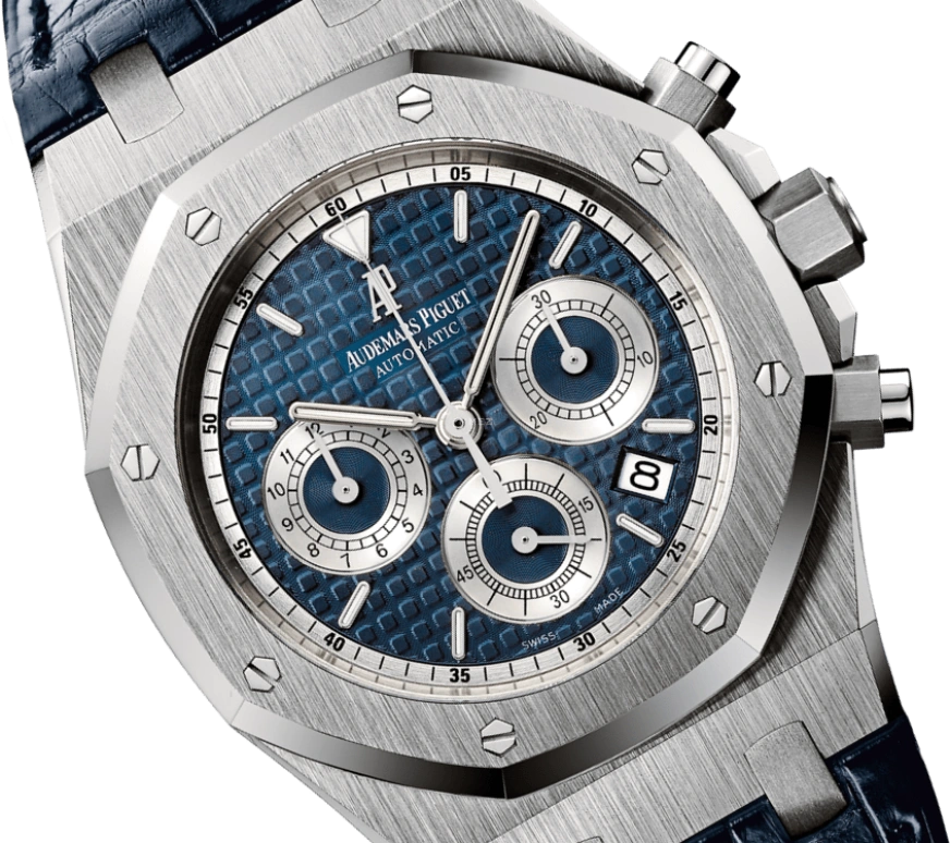 Audemars Piguet,Royal Oak 39mm,39mm,White Gold,Blue,Automatic,Chronograph,Day,26022BC,26022BC.OO.D028CR.01