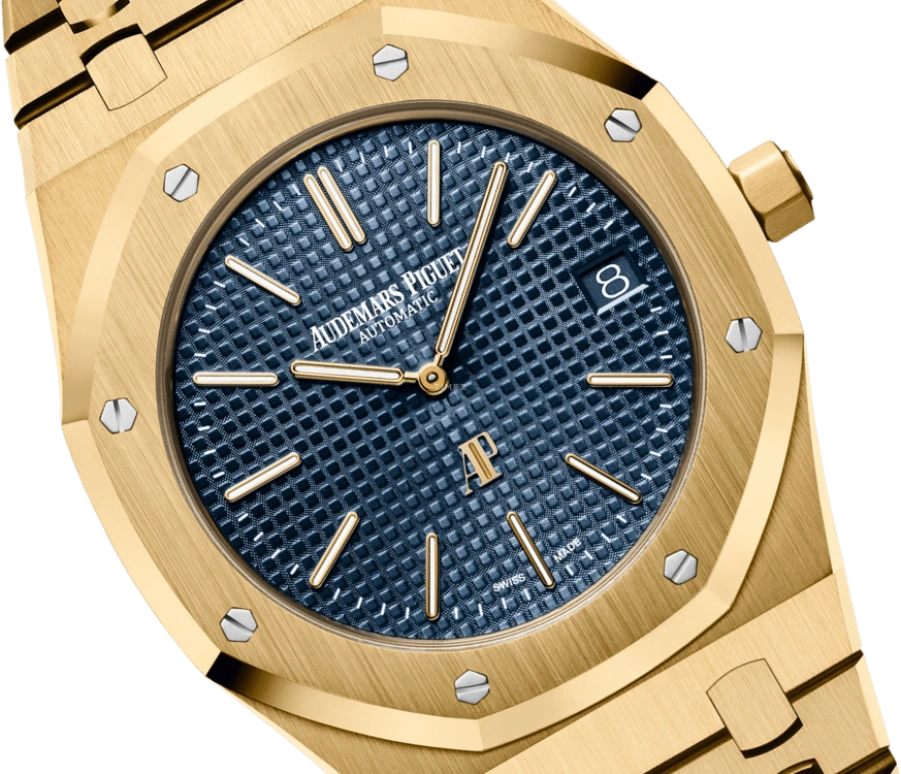 Audemars Piguet,Royal Oak 39mm,39mm,Yellow Gold,Blue,Automatic,Day,40hours,15202BA,15202BA.OO.1240BA.01