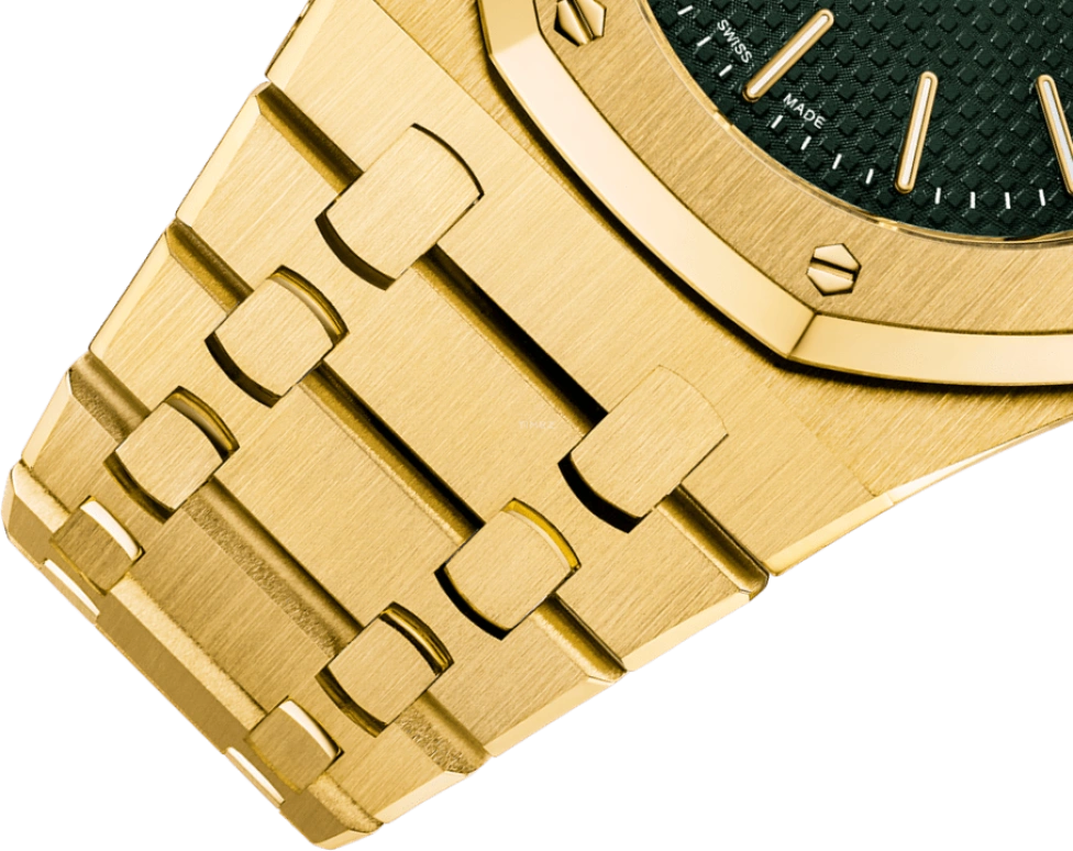 Audemars Piguet,Royal Oak 39mm,39mm,Yellow Gold,Green,Automatic,Day,40hours,15205BA,15205BA.OO.1240BA.01