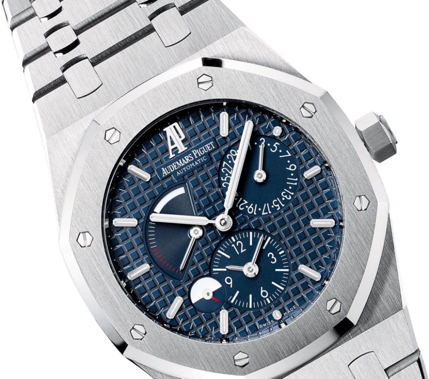 Audemars Piguet,Royal Oak 39mm,39mm,Stainless Steel,Blue,Automatic,Day,Power Reserve Indicator,Dule Time,26120ST,26120ST.OO.1220ST.02