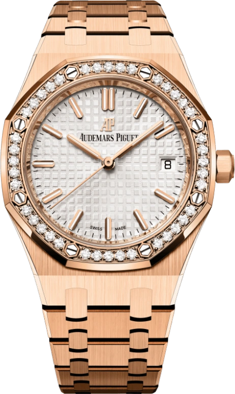 Audemars Piguet,Royal Oak 34mm,34mm,Red Gold,Silver,White,Automatic,Day,50hours,77351OR,77351OR.ZZ.1261OR.01