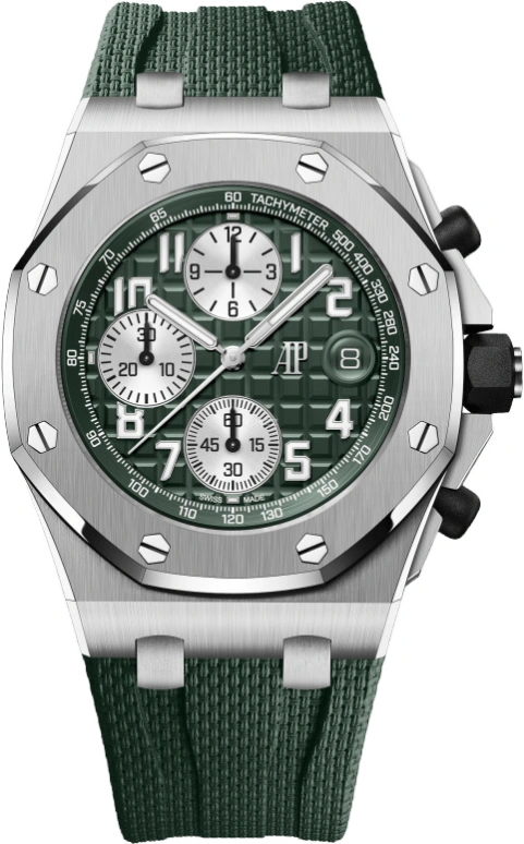 Audemars Piguet,Royal Oak Offshore 42mm,42mm,Titanium,Green,Automatic,Chronograph,Day,26238TI,26238TI.OO.A056CA.01