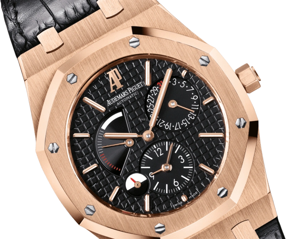 Audemars Piguet,Royal Oak 39mm,39mm,Rose Gold,Black,Automatic,Day,Power Reserve Indicator,Dule Time,26120OR,26120OR.OO.D002CR.01