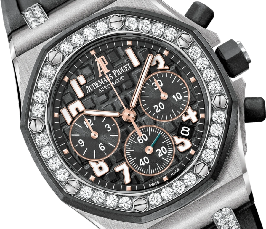 Audemars Piguet,Royal Oak Offshore 37mm,37mm,Rubber,Stainless Steel,Black,Automatic,Chronograph,Day,26211SK,26211SK.ZZ.D002CA.01
