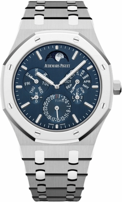 Audemars Piguet,Royal Oak 41mm,41mm,Titanium,Platinum,Blue,Automatic,Moonphase,Perpetual Calendar,Leap Year,Month,40hours,In-house Caliber,26586IP,26586IP.OO.1240IP.01