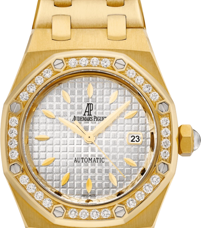 Audemars Piguet,Royal Oak 33mm,33mm,Yellow Gold,Silver,White,Automatic,Day,40hours,77321BA,77321BA.ZZ.1230BA.01