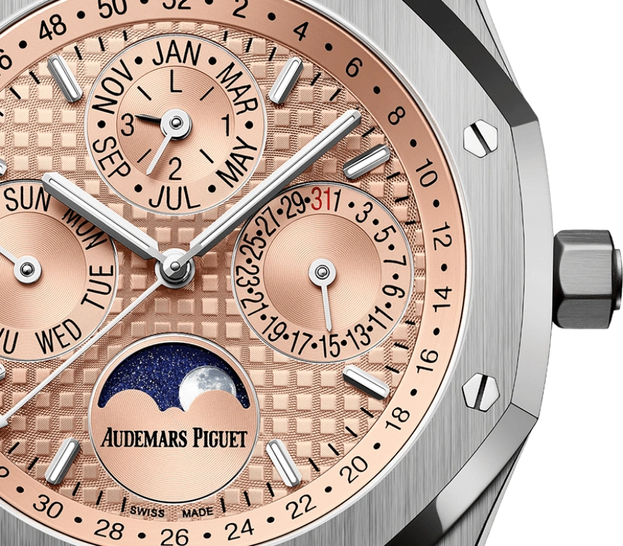 Audemars Piguet,Royal Oak 41mm,41mm,Titanium,Salmon,Automatic,Moonphase,Perpetual Calendar,Month,Date,40hours,In-house Caliber,26615TI,26615TI.OO.1220TI.01