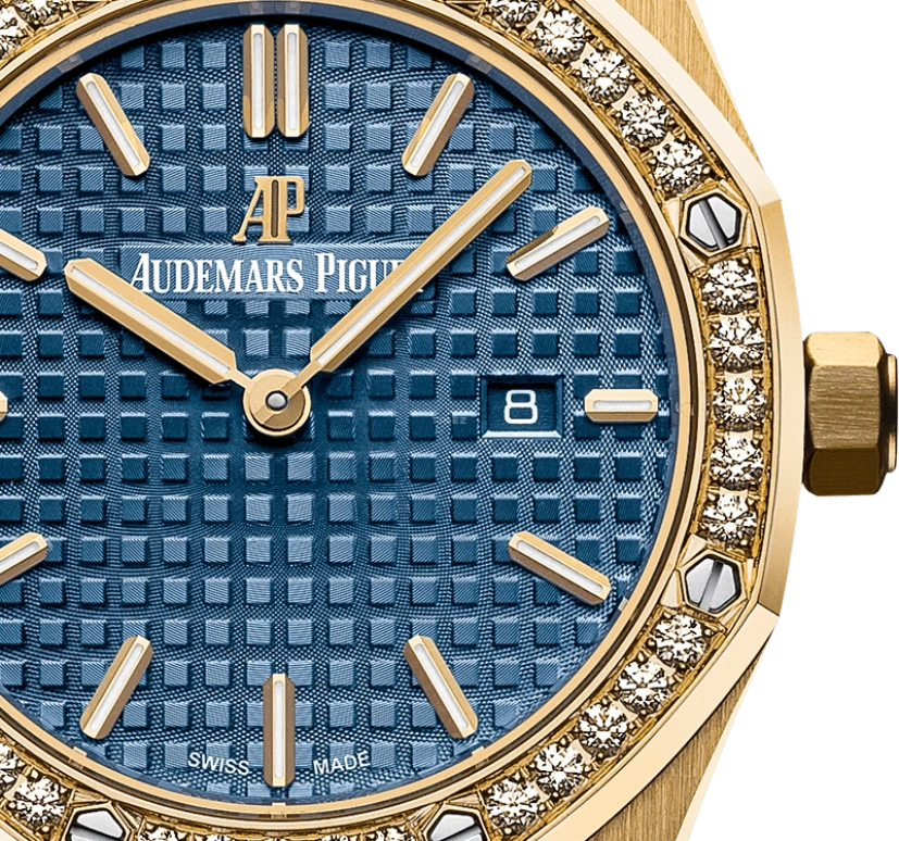 Audemars Piguet,Royal Oak 33mm,33mm,Yellow Gold,Blue,Quartz,Day,In-house Caliber,67651BA,67651BA.ZZ.1261BA.02