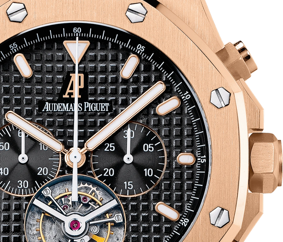 Audemars Piguet,Royal Oak 44mm,44mm,Pink Gold,Black,Handwound,Chronograph,Tourbillon,25977OR,25977OR.OO.D002CR.01