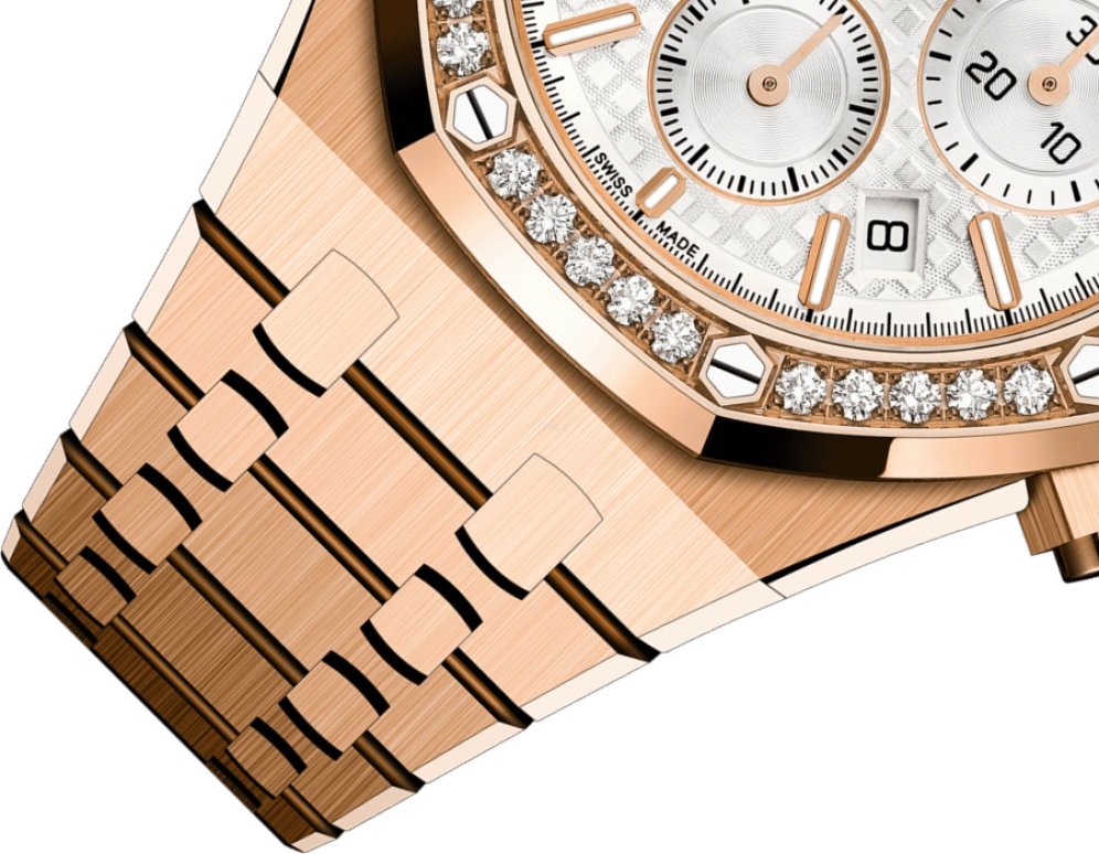 Audemars Piguet,Royal Oak 38mm,38mm,Rose Gold,Silver,White,Automatic,Chronograph,Day,26715OR,26715OR.ZZ.1356OR.01