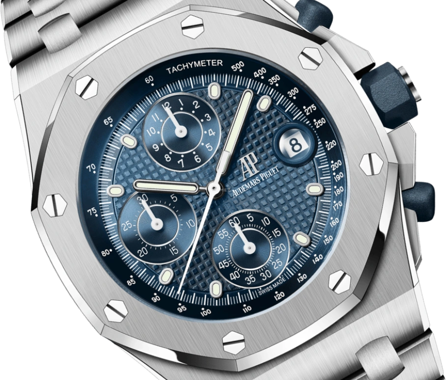 Audemars Piguet,Royal Oak Offshore 42mm,42mm,Stainless Steel,Blue,Automatic,Chronograph,Day,26238ST,26238ST.OO.2000ST.01